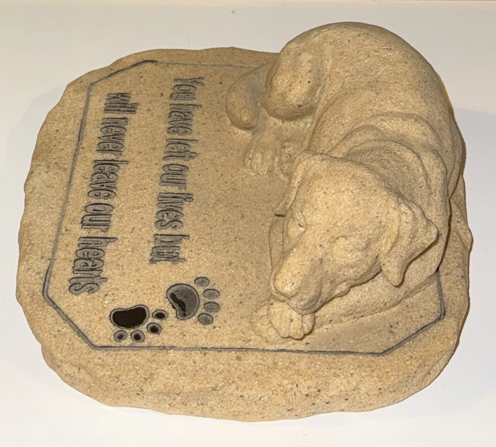 Dog Pet Memorial Sleeping Dog “You have left our lives never leave our hearts”