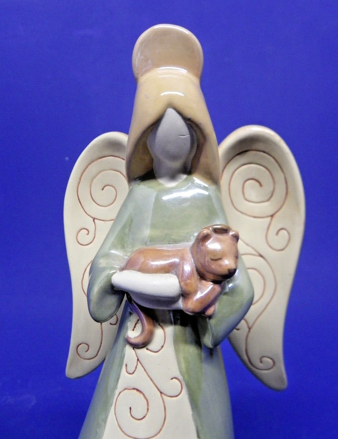 Pet Cat Memorial Angel Figurine “In Loving Memory Of A Faithful Friend” 9.5″