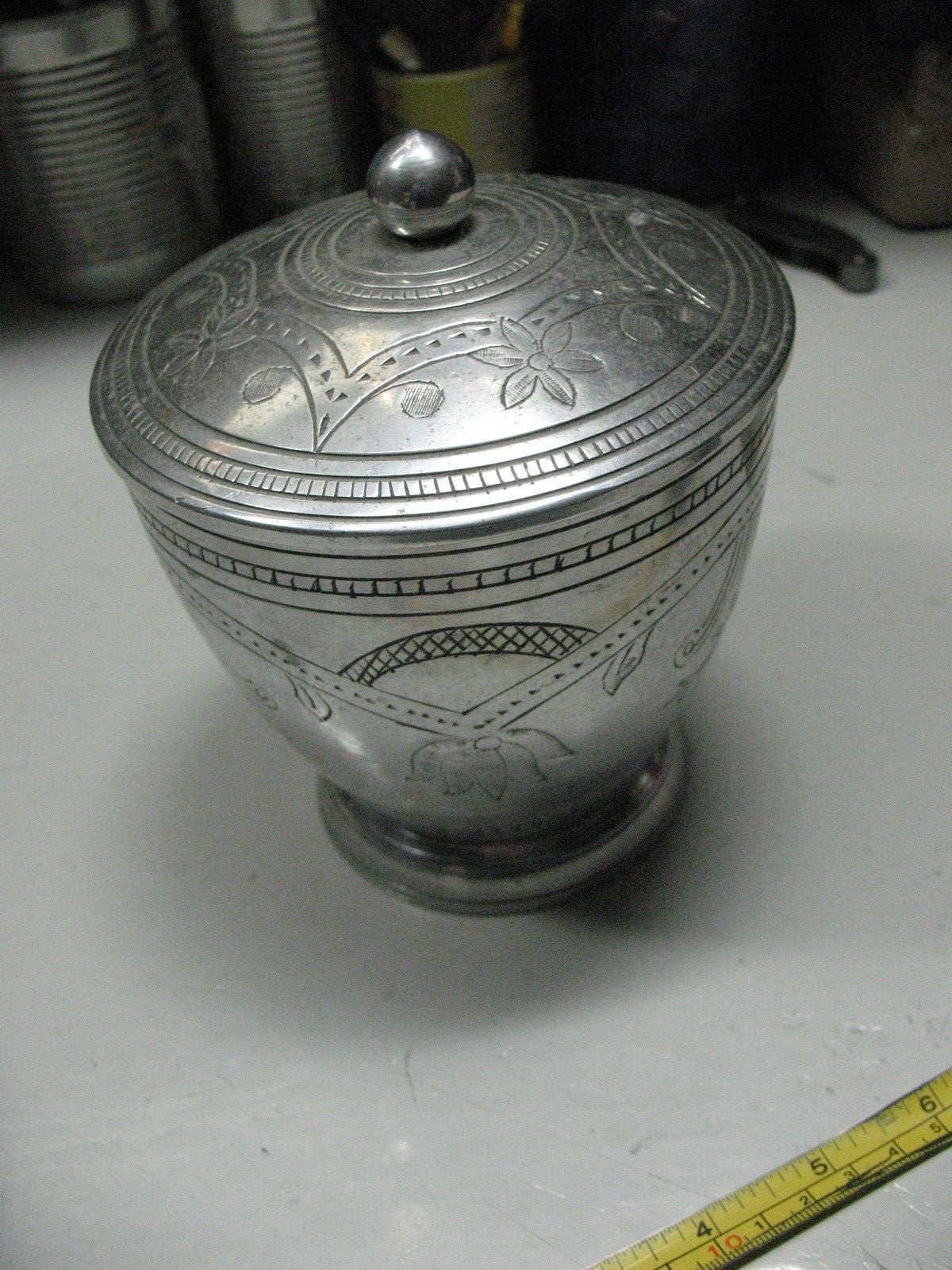 VINTAGE HAND CHASED URN SPUN ALUMINUM 6” TALL HAND MADE