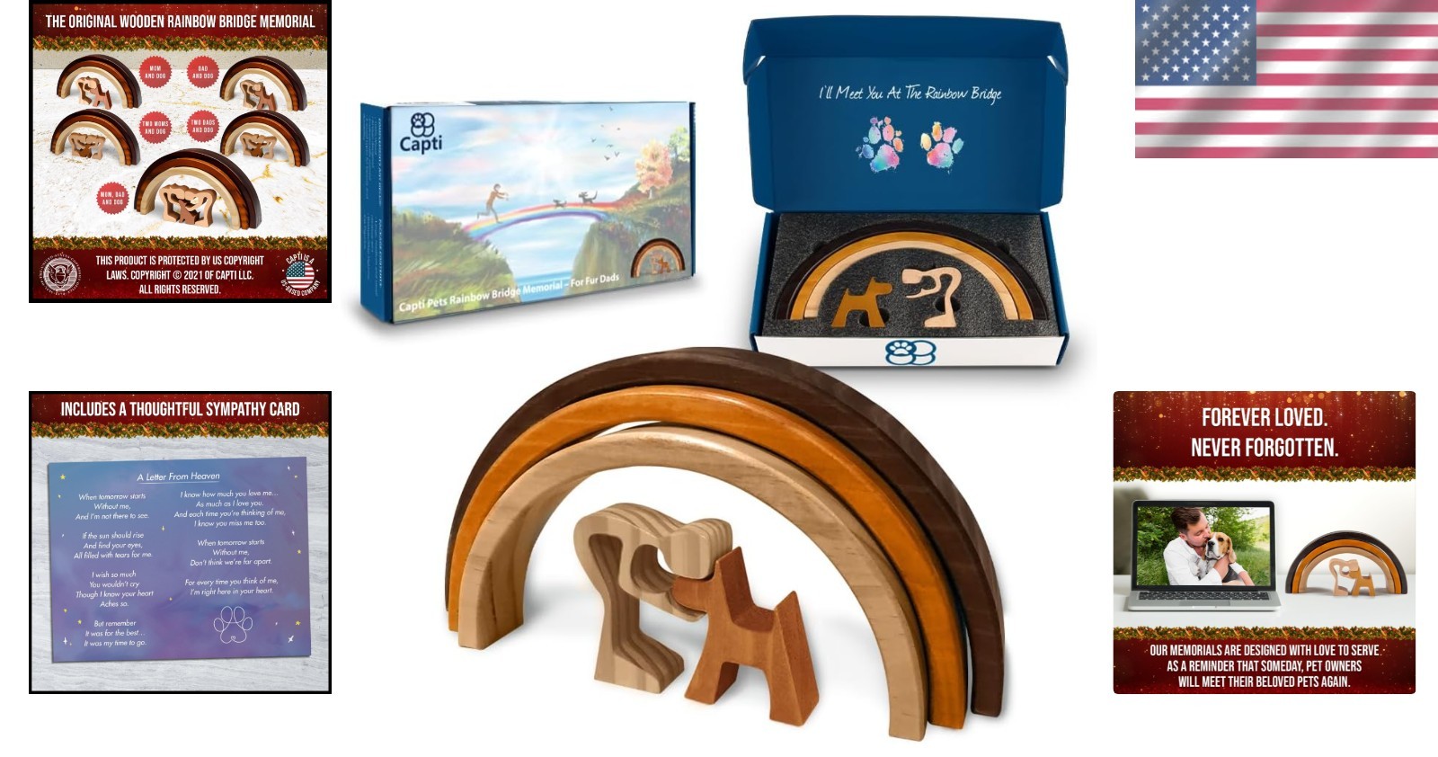 Handcrafted Wooden Pet Memorial – Rainbow Bridge Tribute