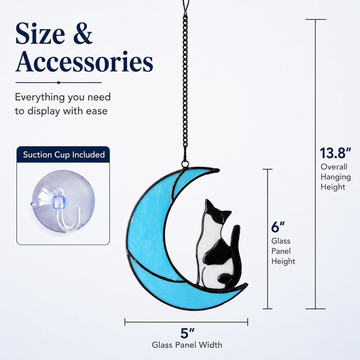Memorial Stained Glass Tuxedo Cat Suncatcher – 5×6 in for Heartfelt Remembrance