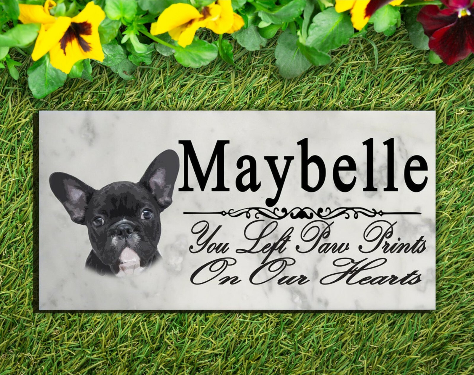 Customized Black French Bulldog Memorial Stone Dog Grave Marker Pet Garden