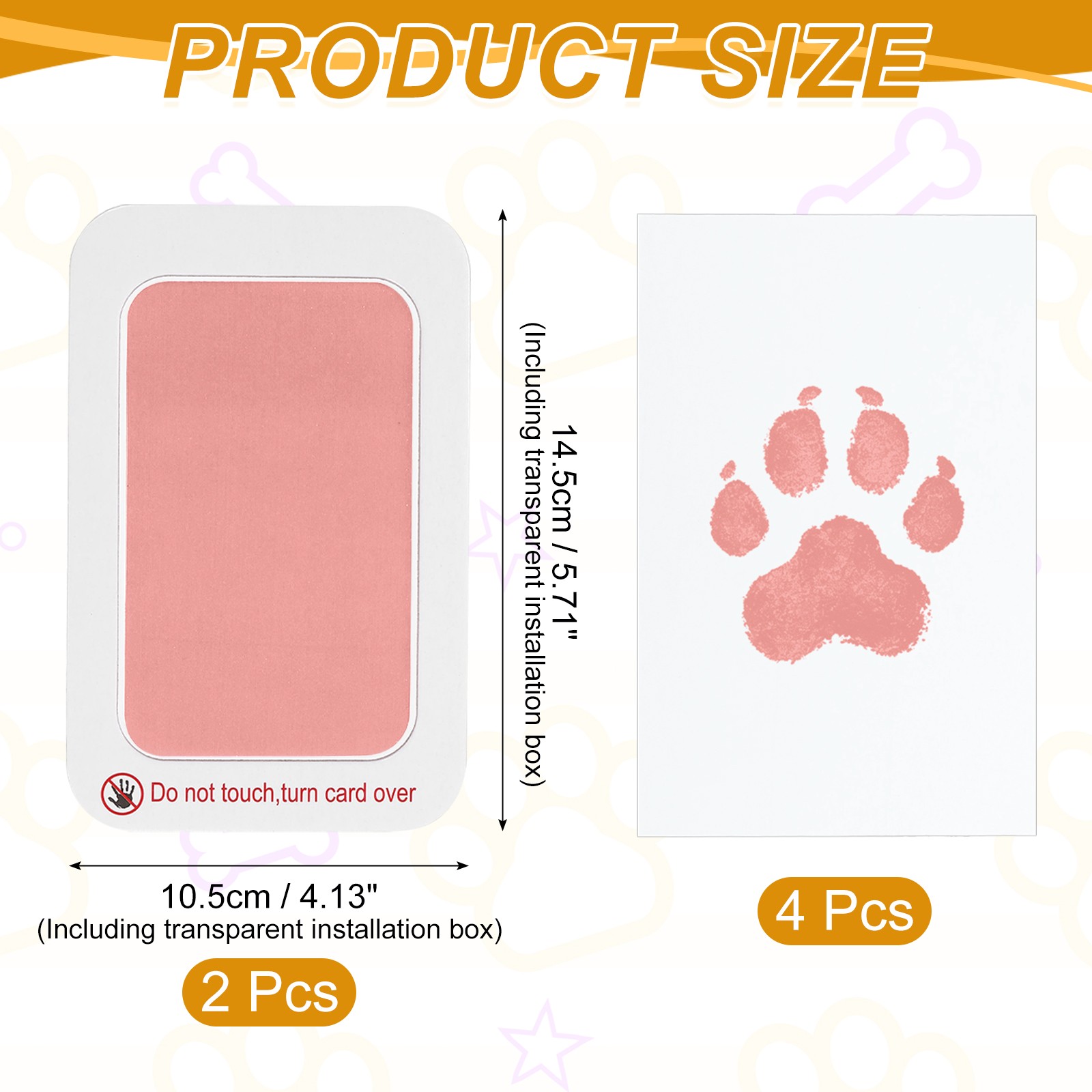 Pet Paw Print Kit, 5.7″X4.1″ Paw Print Impression, (Pink, 2 Set)