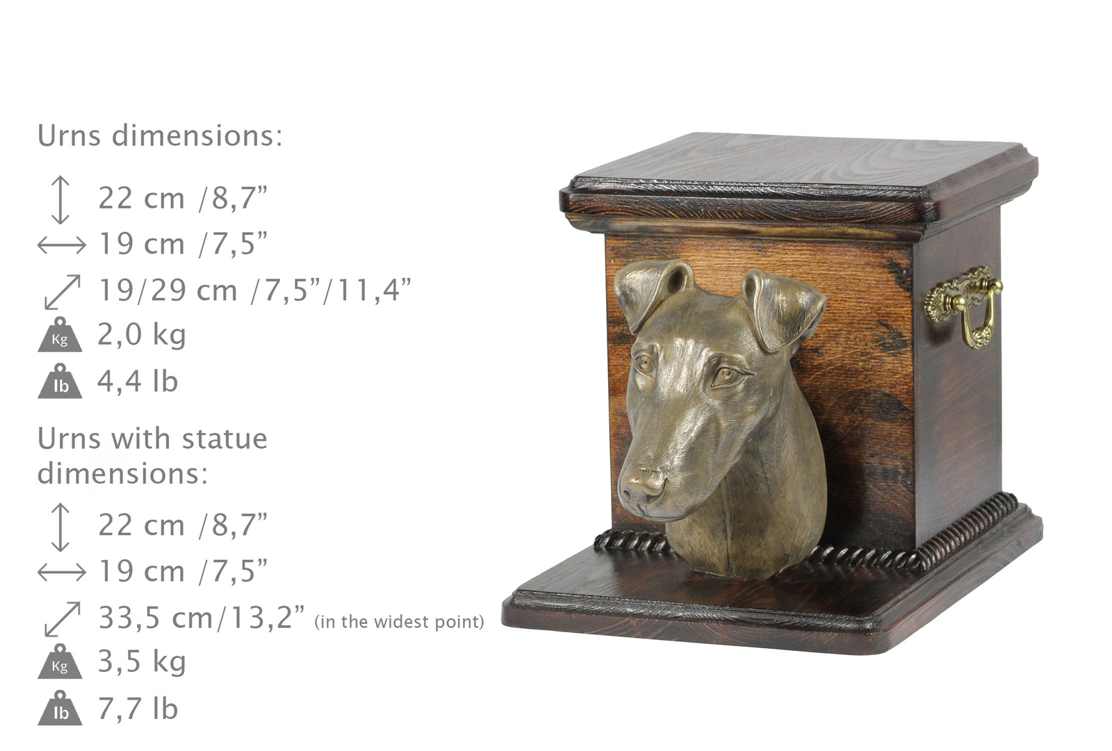 Fox Terrier Smooth Hair Wooden Urn With Dog Art-Dog
