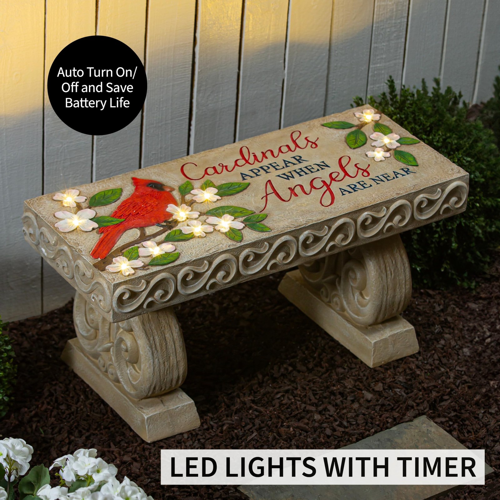 Evergreen Garden LED Garden Memorial Bench for Outdoor | Garden Stones in Mem…