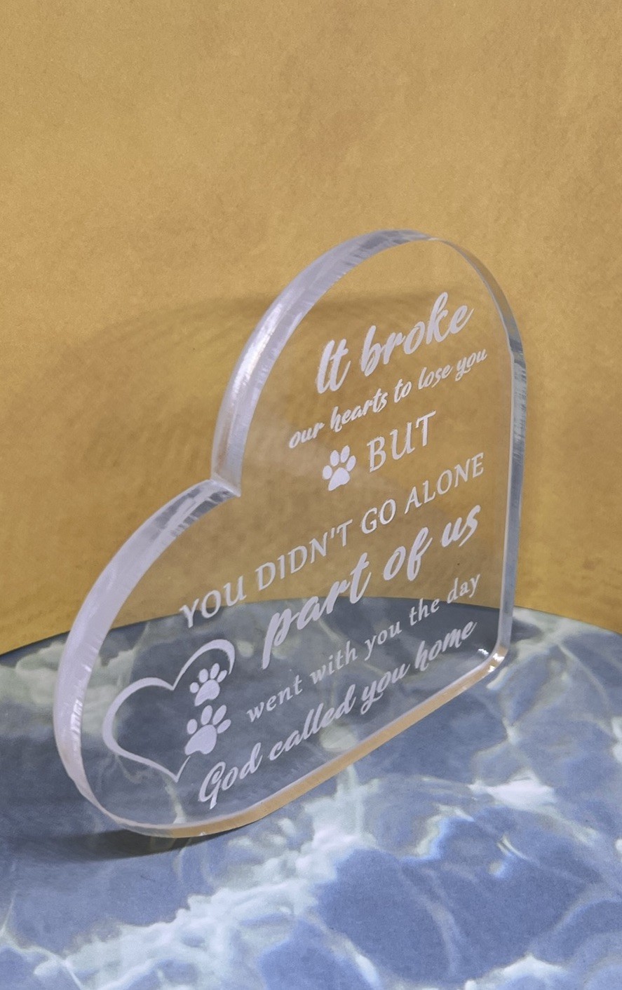 Rainbow Bridge “God Called You Home” Resin Clear Heart Pet Lover We Miss You