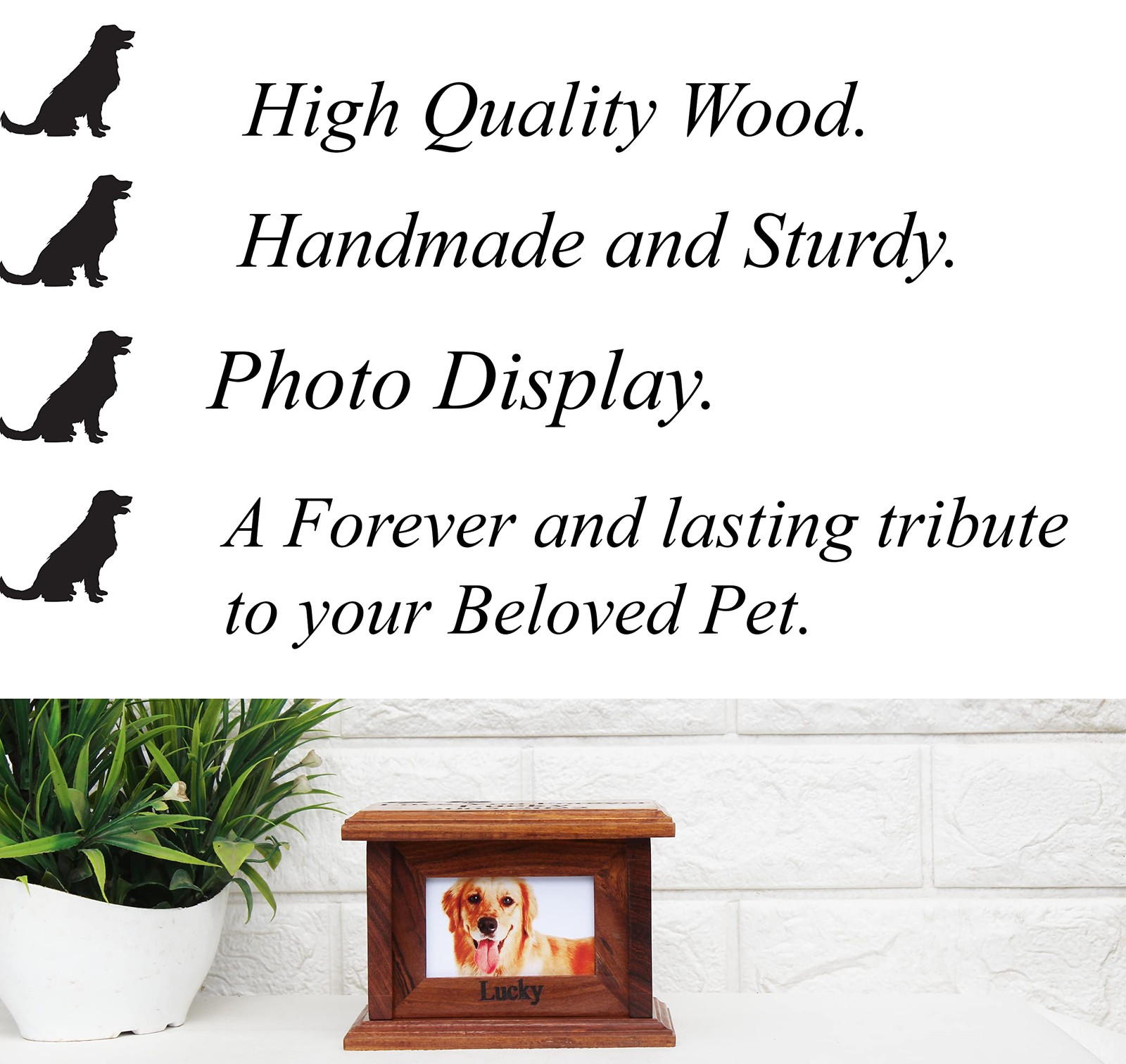 Pet urns for Dogs, Dog Ashes, Wood urn Small-No Text, Brown