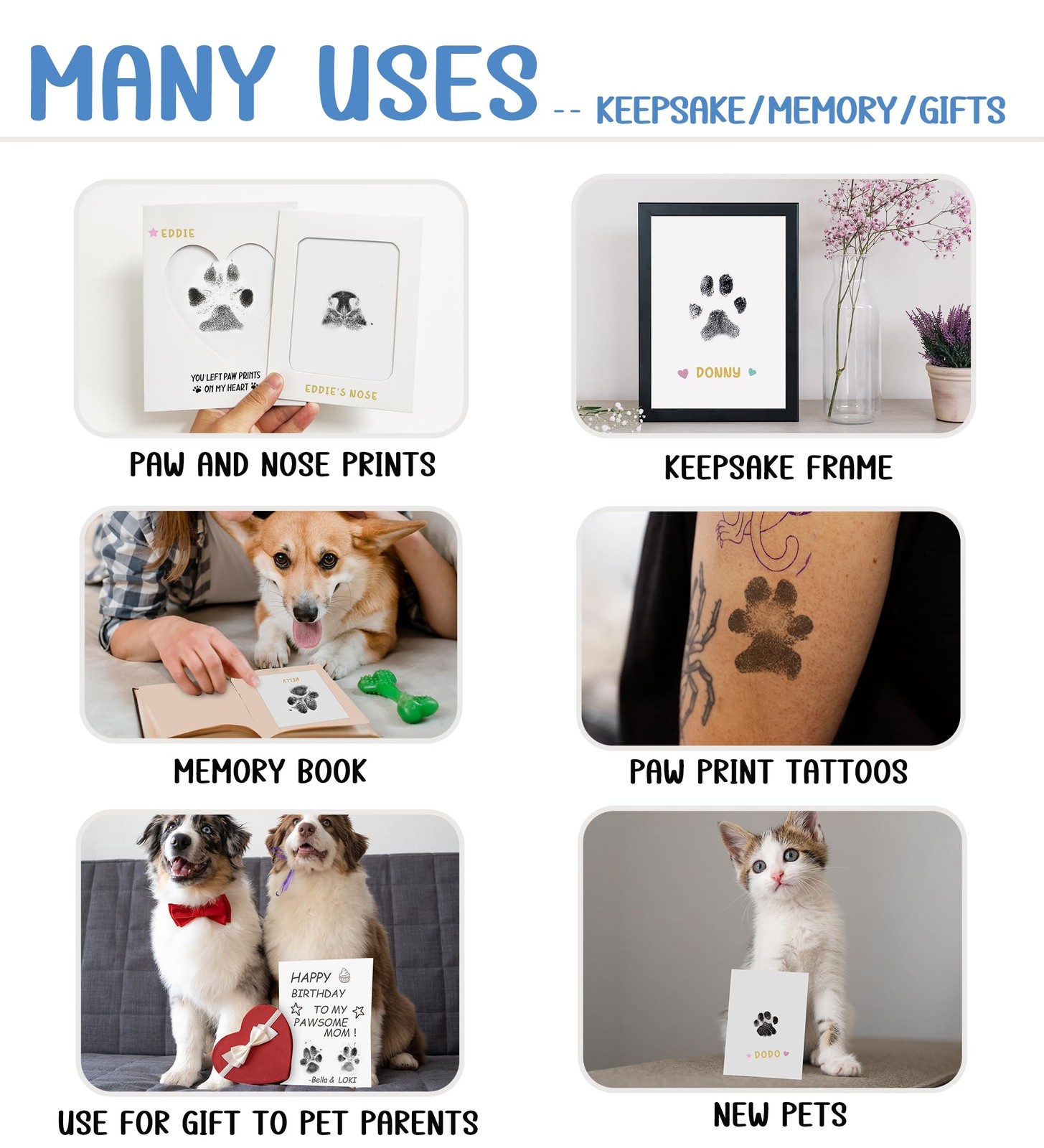 Paw Print Kit,Clean Touch/Inkless Ink Pad for Dog/Cat Pawprints,Paw Print Sta…