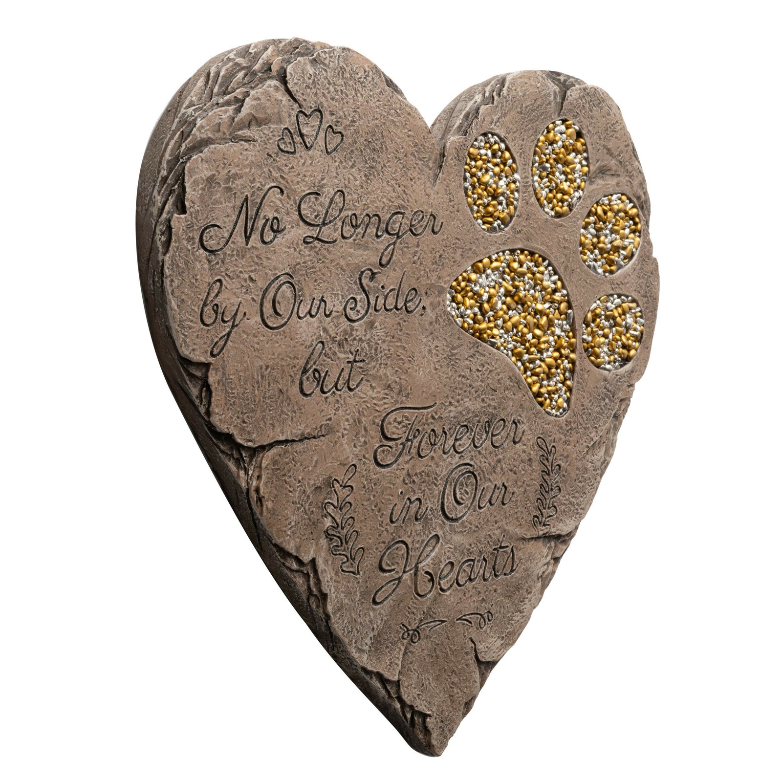 Pet Memorial Stone – Brown | Dog or Cat Garden Stone Heart Paw Print | Headst…