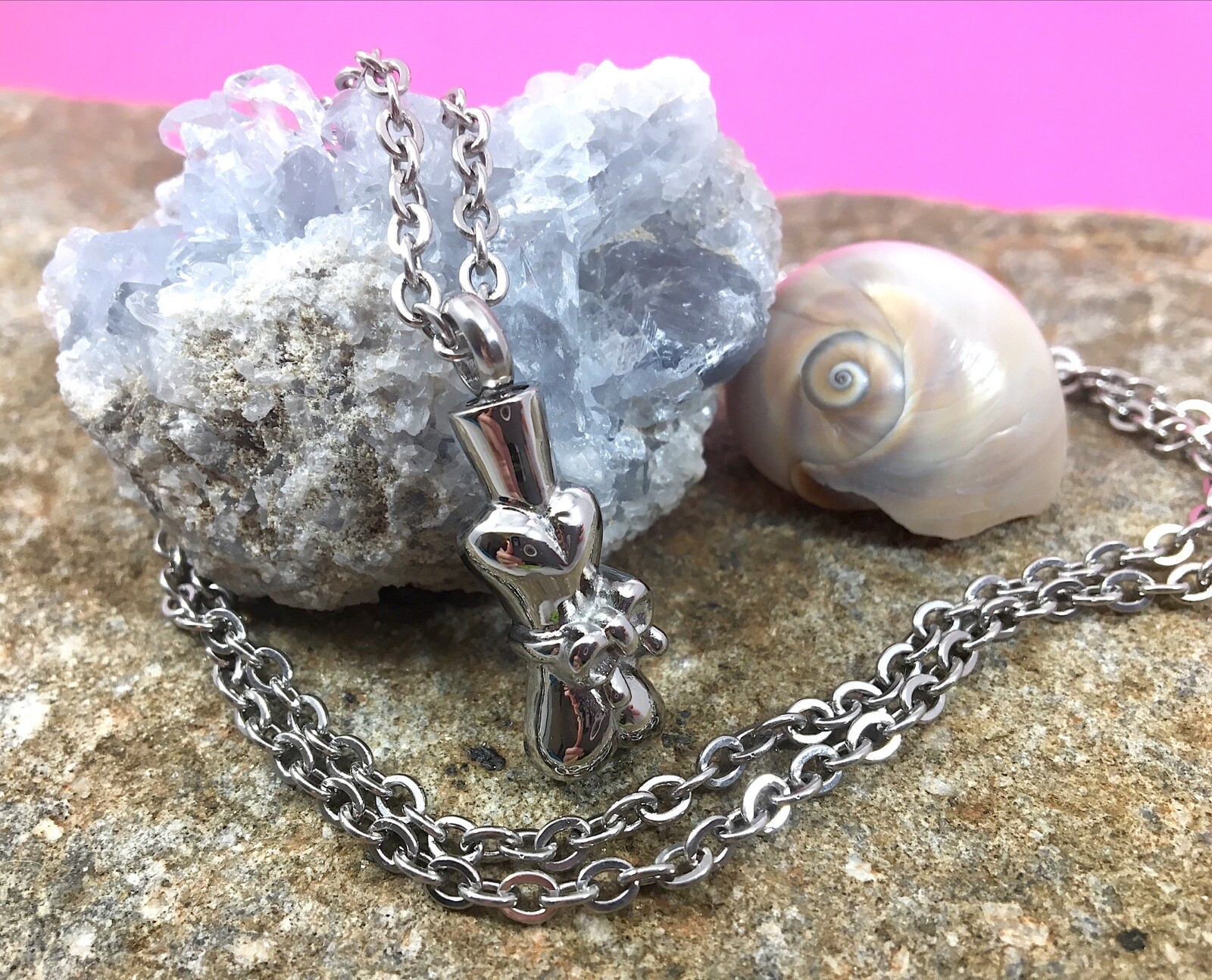 Dog Cremation Pendant Urn Keychain 1″ Key Ring for Ashes Pet Bone Silver Ribbon