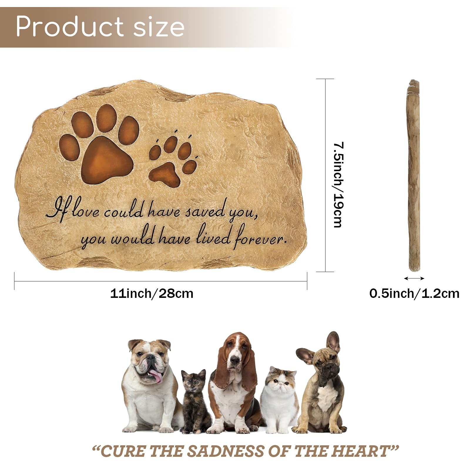 Dog Memorial Stone Dog Garden Memorial Stone Paw Prints Pet Headstone Resin G…