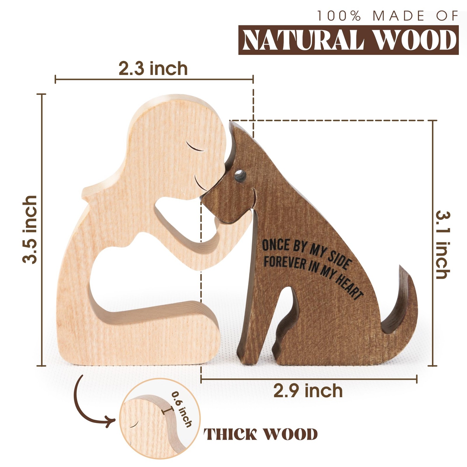 Sensuniq Dog Memorial Gifts Handcrafted Wooden Carving Men And Pet Figura Once