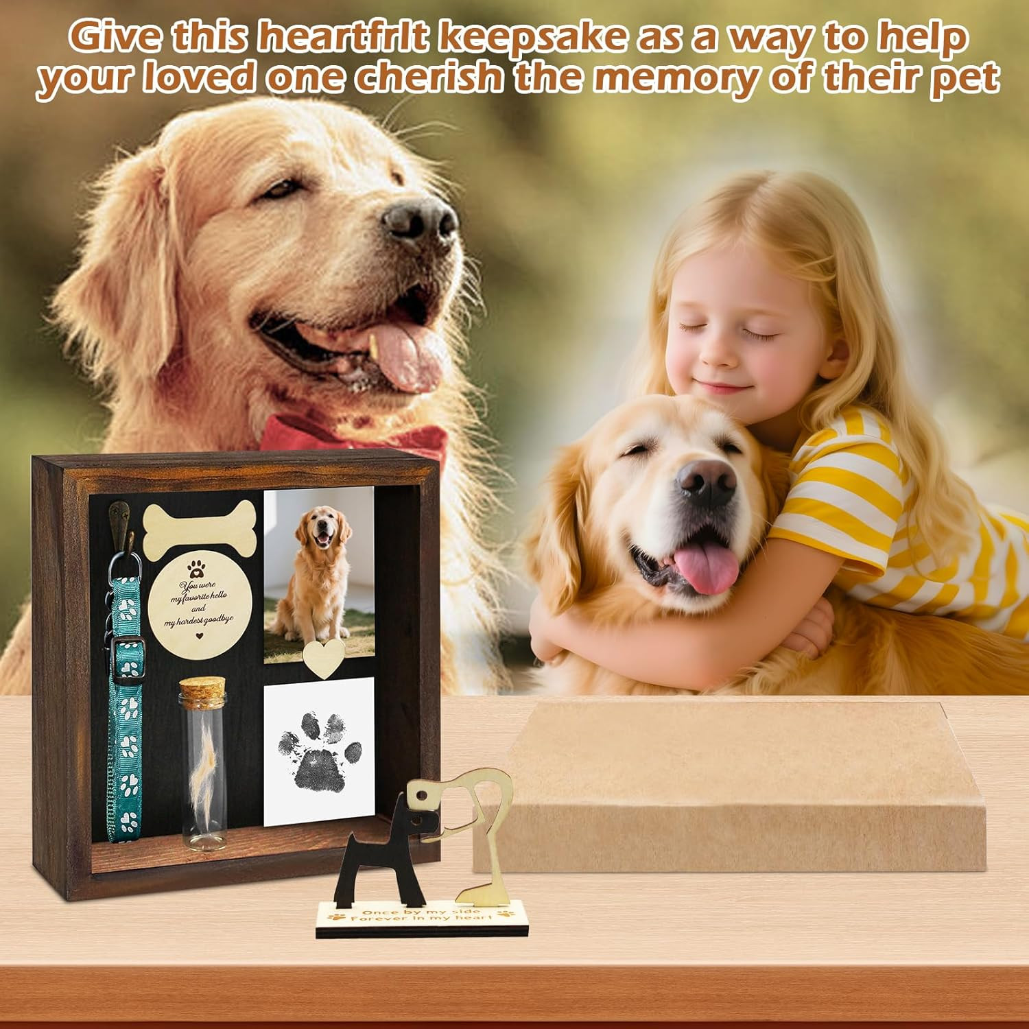 Pet Memorial Shadow Box – 8.6×8.6″ Keepsake Frame for Dog or Cat Mementos