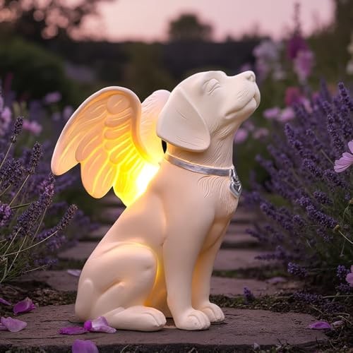 Dog Memorial Gifts – Dog Angel Statue Garden Solar Light – Pet Memorial