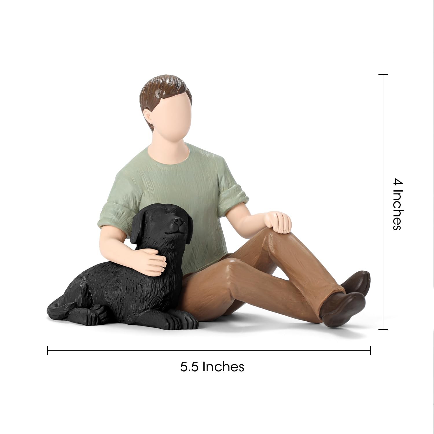 Man With Black Dog Figurine Boy Friendship Remembrance Pet Loss Tribute Gift