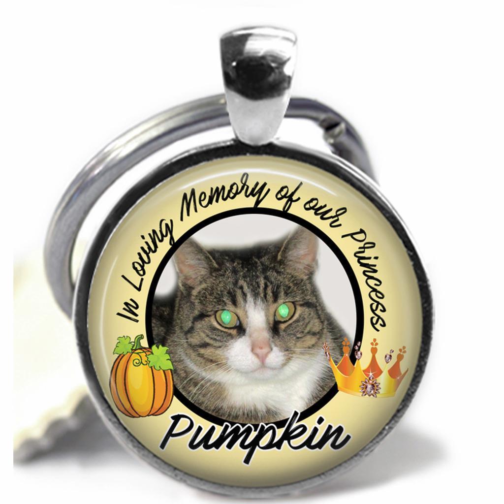 Personalize Pet Memorial Keepsake Glass Top Pendant Style Clip On Key Chain