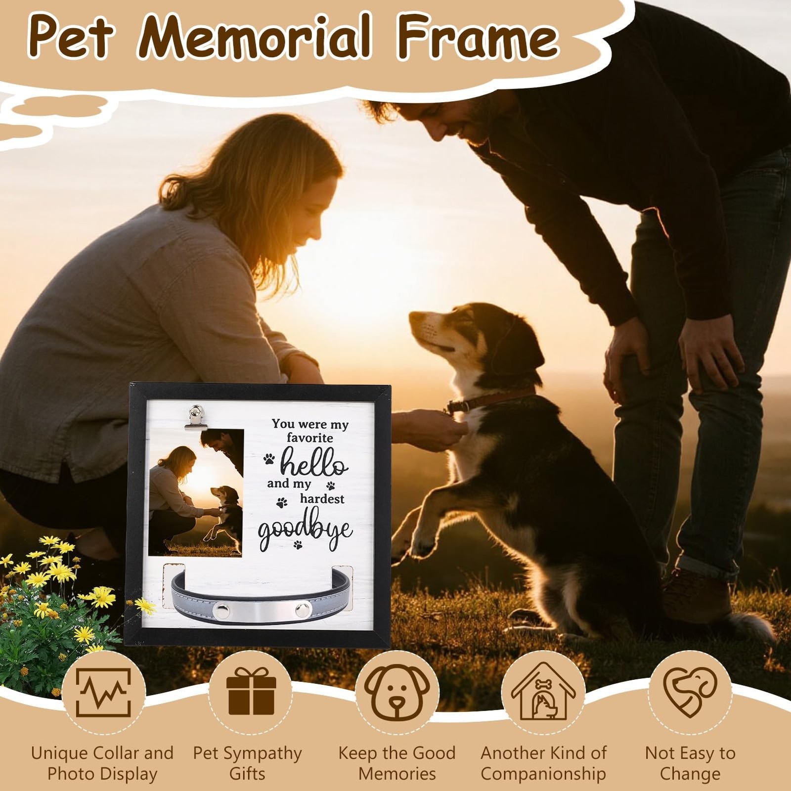 Dog Picture Frame, Dog Memorial Gifts for Loss of Dog, Wooden Dog Collar Fram…