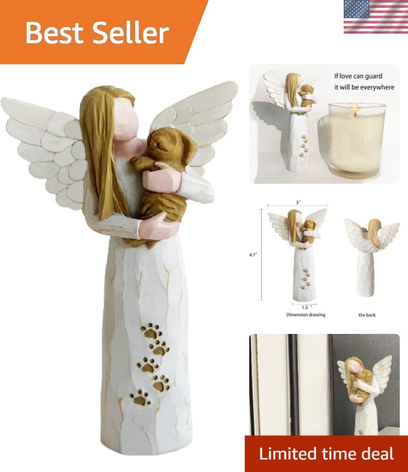 Lovely Indoor Angel Statue to Comfort in Pet Loss – Sympathy Gift for Dog Lovers