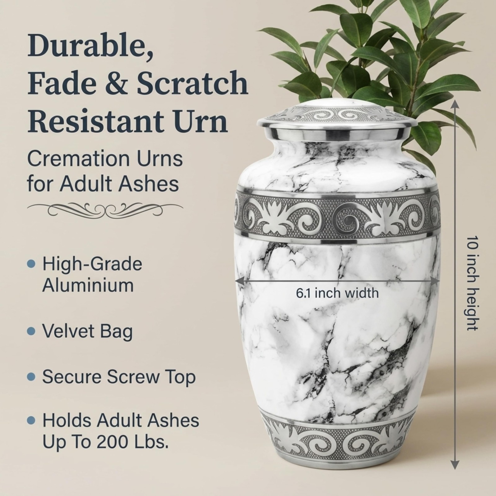 Urn for Ashes Adult Male – Cremation Urn for Human Ashes Adult, Large 200