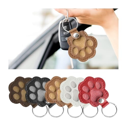 5PCS Pet Paw Car Keychain, Pet Hair Memorial Key Holder for Collecting Dog &