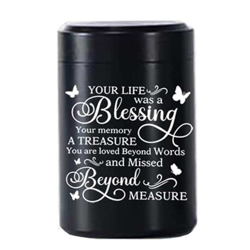 Black Stainless Steel Cremation Urn For Pet Ashes Casket Storage Urn Casket Jar