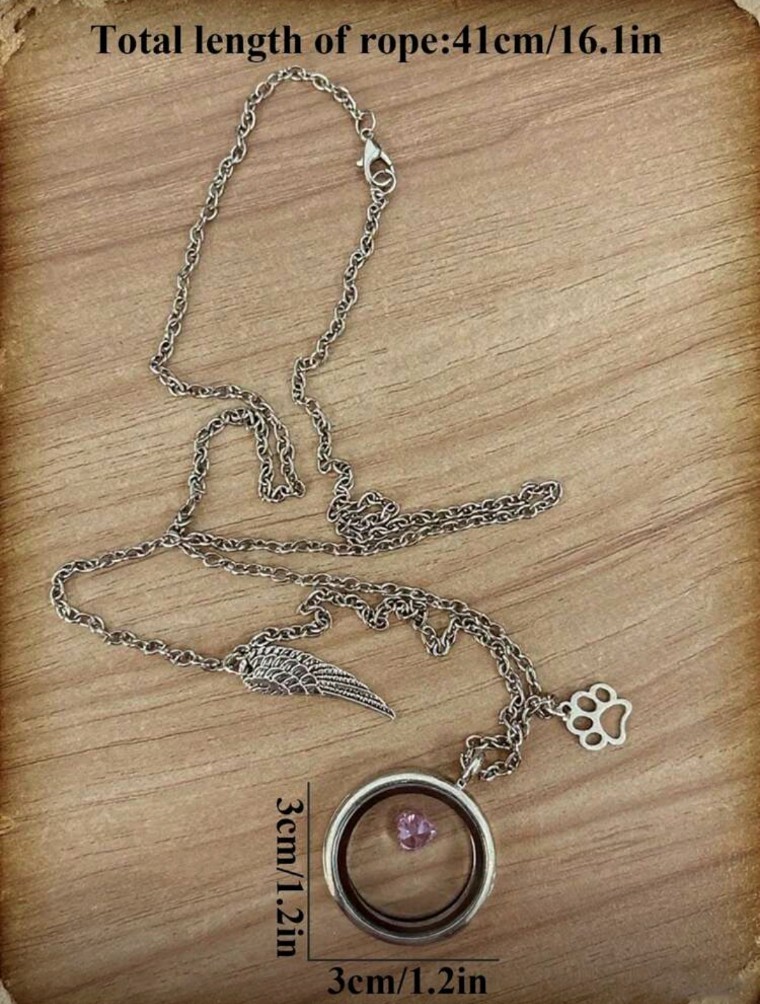 New Living Keepsake Hair Pendant Necklack Memorial Pet Cat Dog Wings Paw Charm