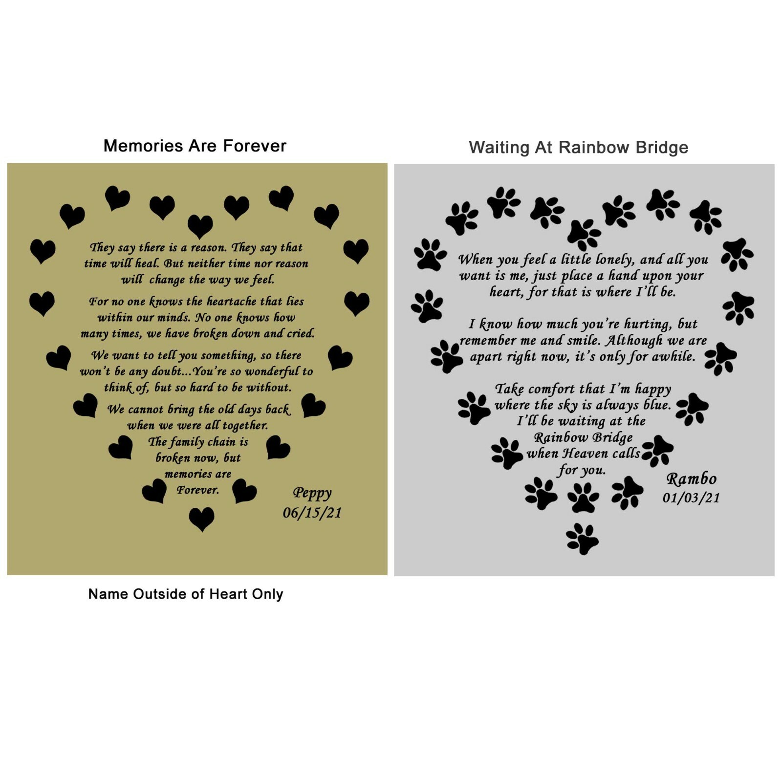 Pet Memorial Personalized Engraved Frame 4×6 Poem Plate Dog Cat Any Pet or Human