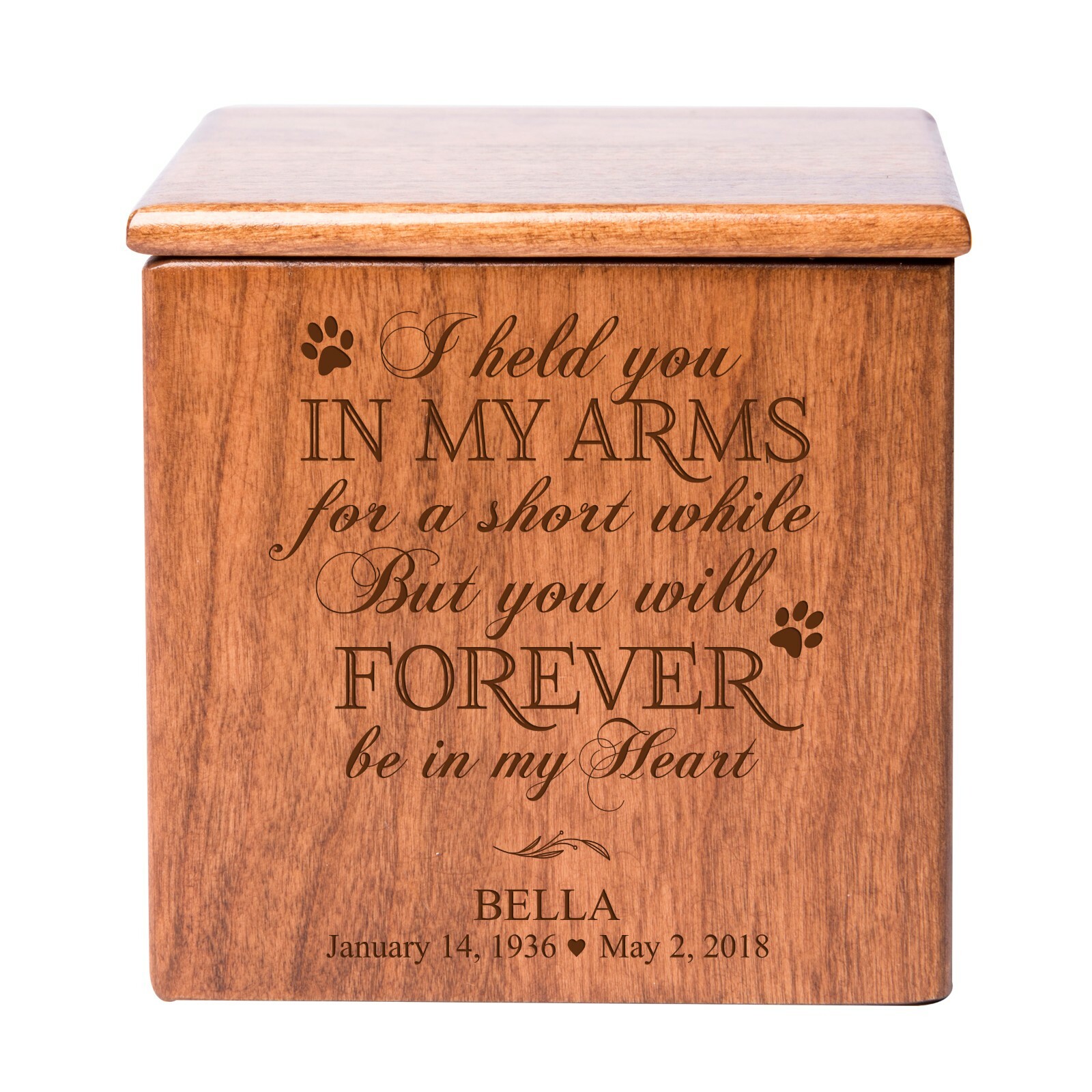 Custom Memorial Keepsake Urn Box for Pet Ashes 4.5×4.5 – Forever In My Heart