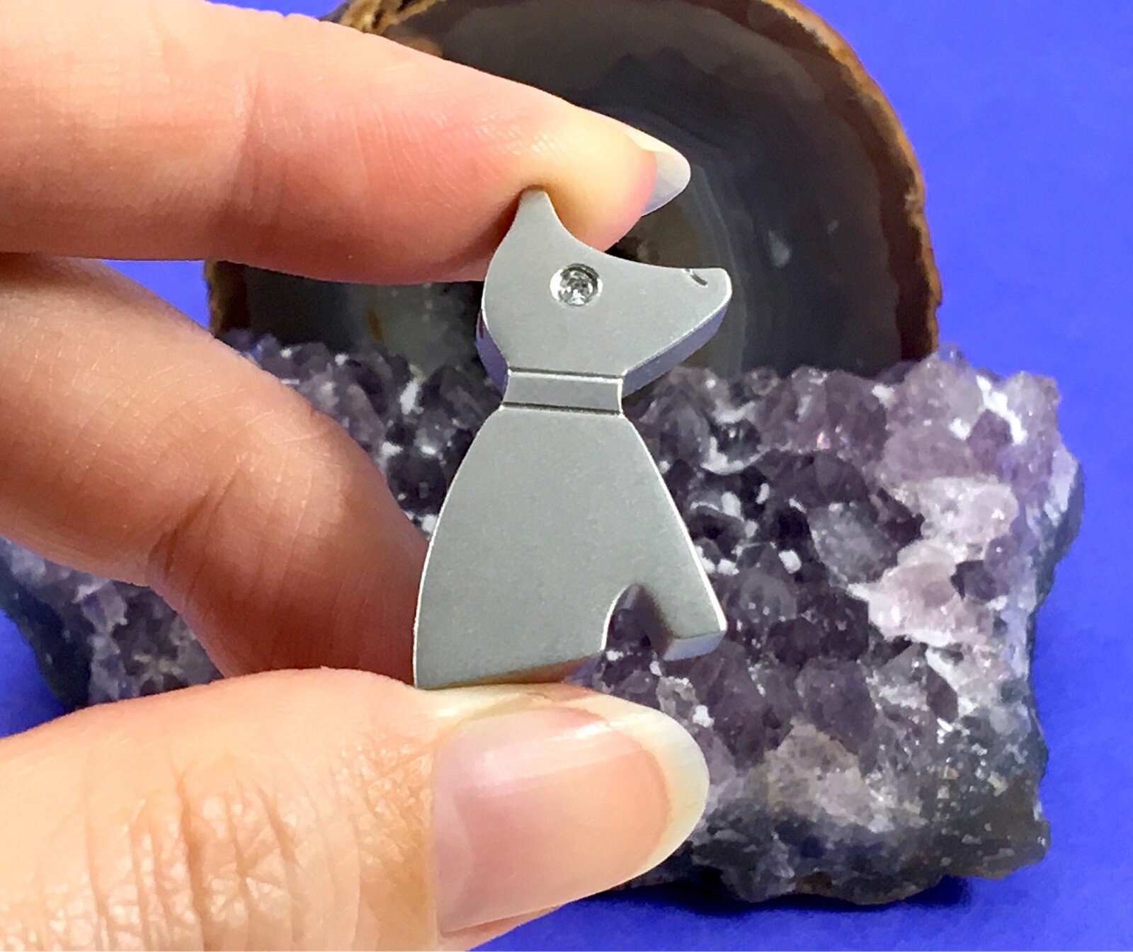 Dog Cremation Pendant Urn Keychain 1″ Key Ring for Ashes Crystal Eye Keyring