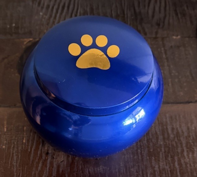 Paws Engraved Pet Cremation Blue Urn for Small Dogs and Cats Ashes