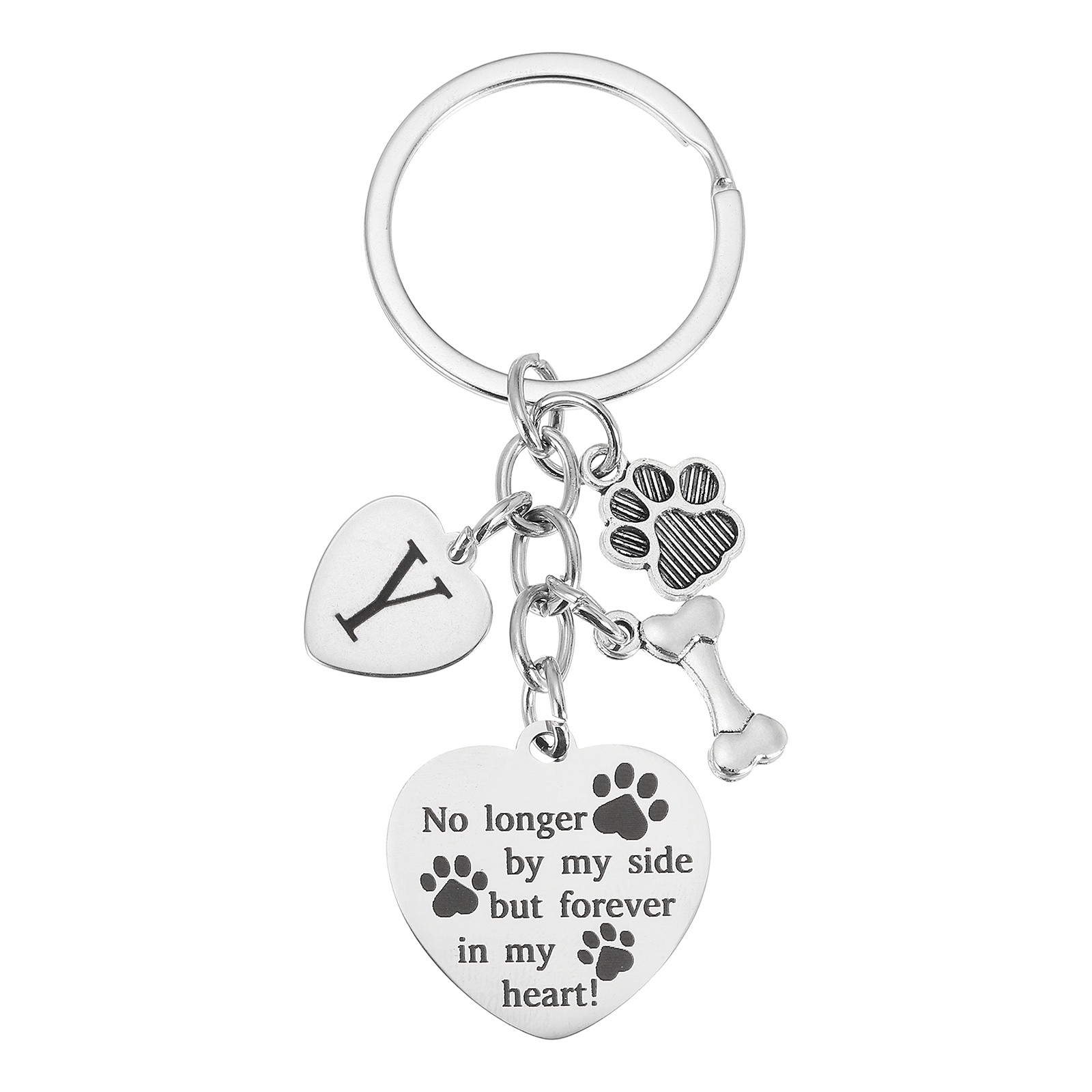 Dog Memorial Gifts Personalized Pet Memorial Keychain, Engraved Letter Y