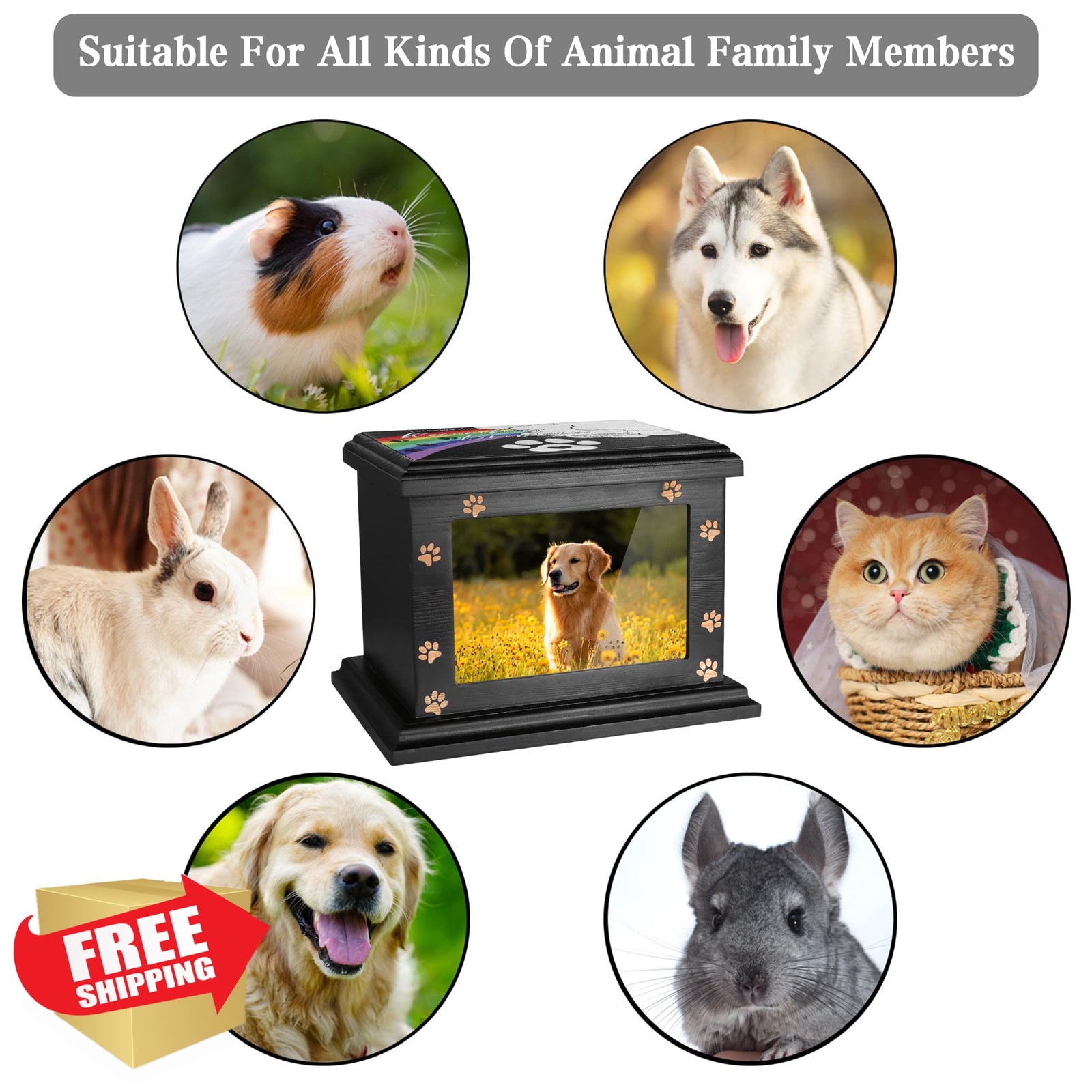 Pet Memorial Urns for Dogs or Cats Ashes, Large Wooden Funeral Pets Memorial …