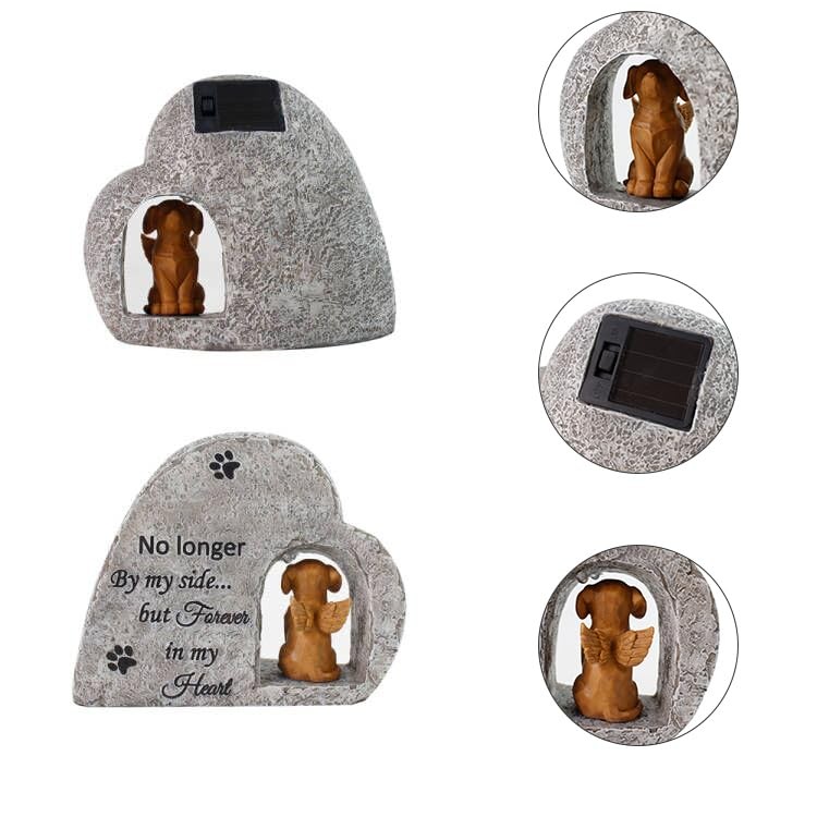 Solar Dog Pet Memorial Stone with A Angel Puppy Memorial Statue, Dog Grave Ma…