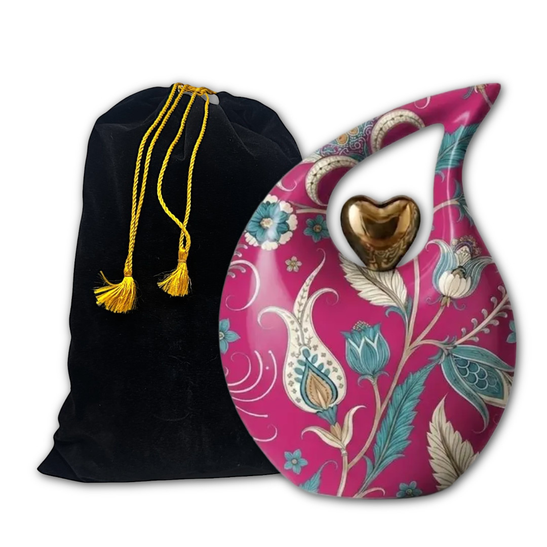 Urns for Human Ashes Pink Teardrop Heart Design w/Bag Adult Urns Women and Men