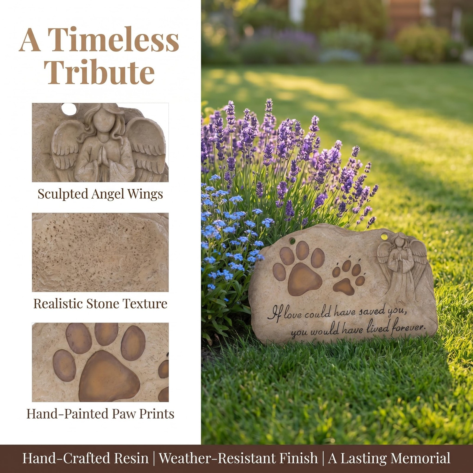 jinhuoba Pet Dog Memorial Stones Headstones Plaques with Angel, Sympathy Paw …