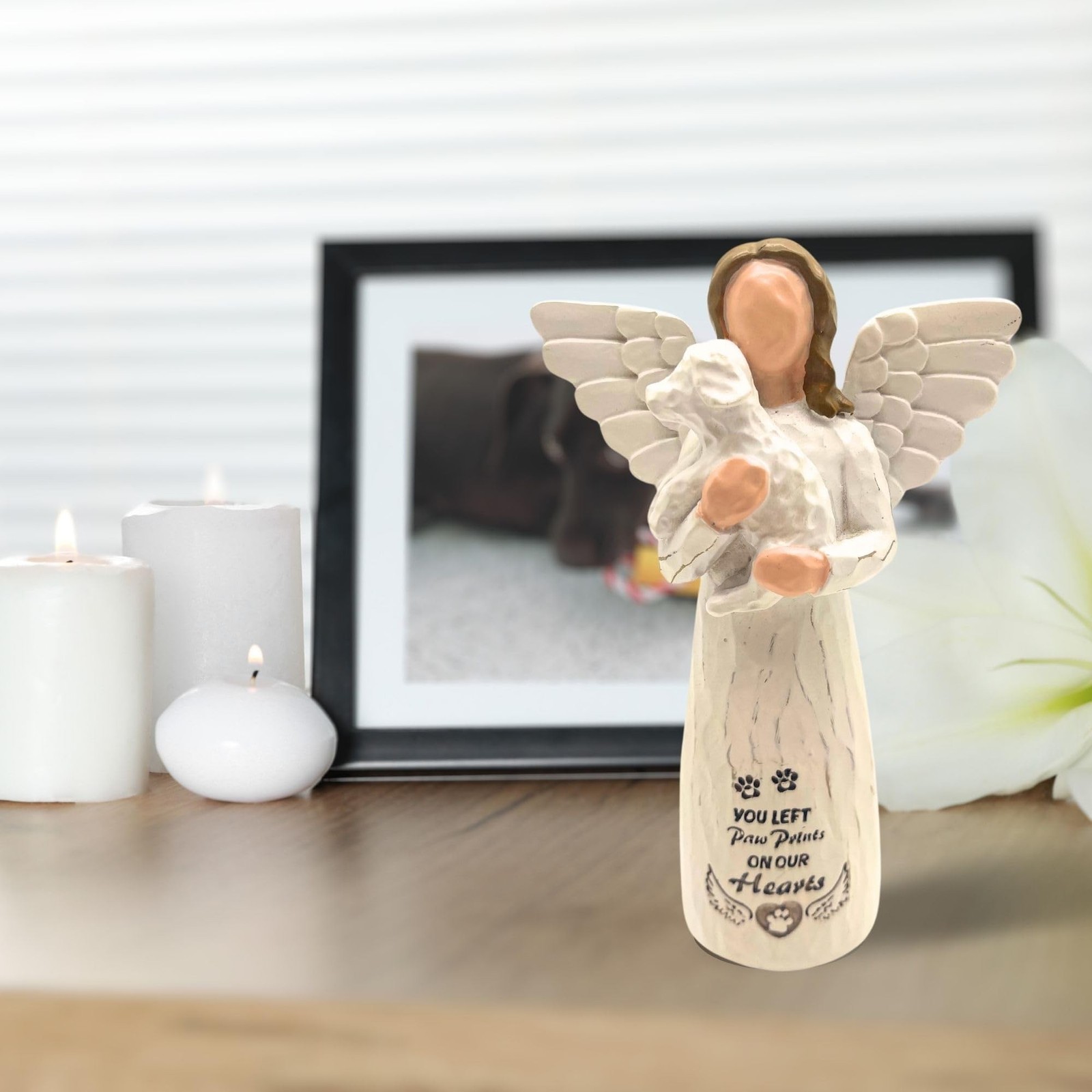 Dog Memorial Angel Figurine – Loss of Dog Sympathy Gift, White