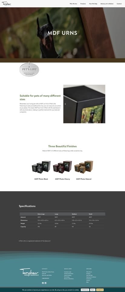 Terrybear Large Black Pet Photo Urn Box