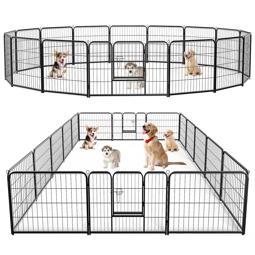 Dog Playpen Indoor Fence Height Metal Exercise Pen With Door Small Puppy-Medium-