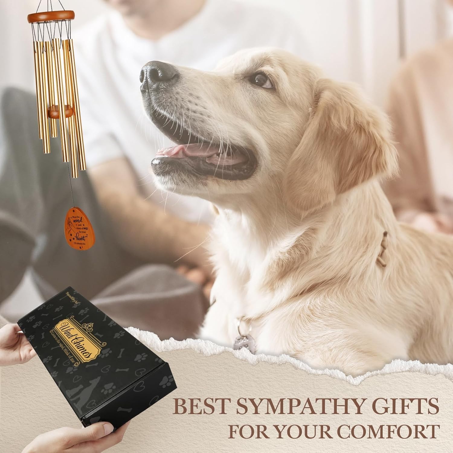 Beautifully Crafted Wind Chime for Pet Loss – 25.5” Aluminum & Wood Tribute