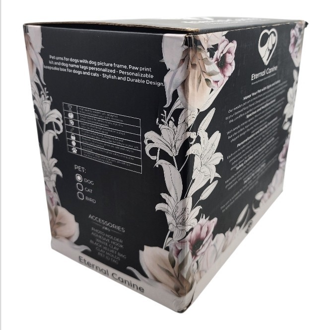 Pet Memorial Urn Wooden Keepsake Box Shadow Box Paw Print Photo Album Set