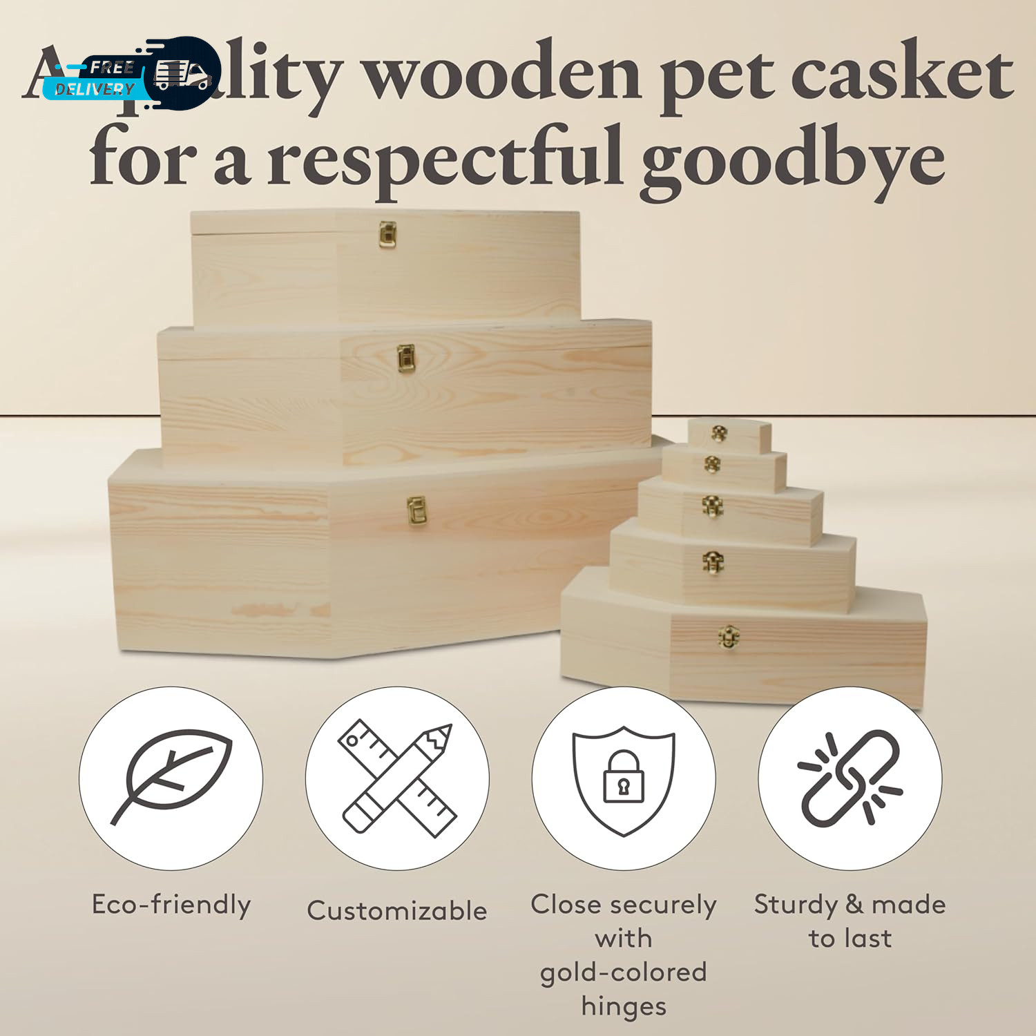 Pet Casket – 30″ Wooden Burial Box for Dogs and Cats, Strong and Safe Baltic Bir