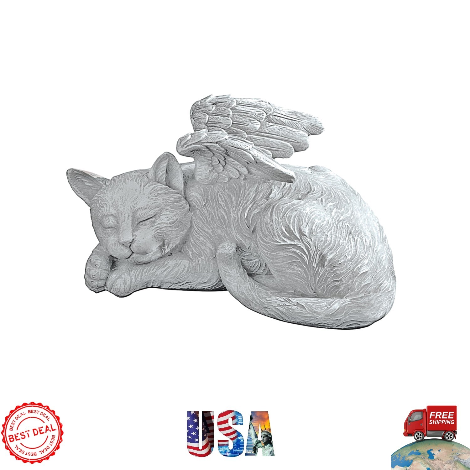 Weather-Resistant Cat Angel Memorial – Serene Tribute for Indoor & Outdoor Use