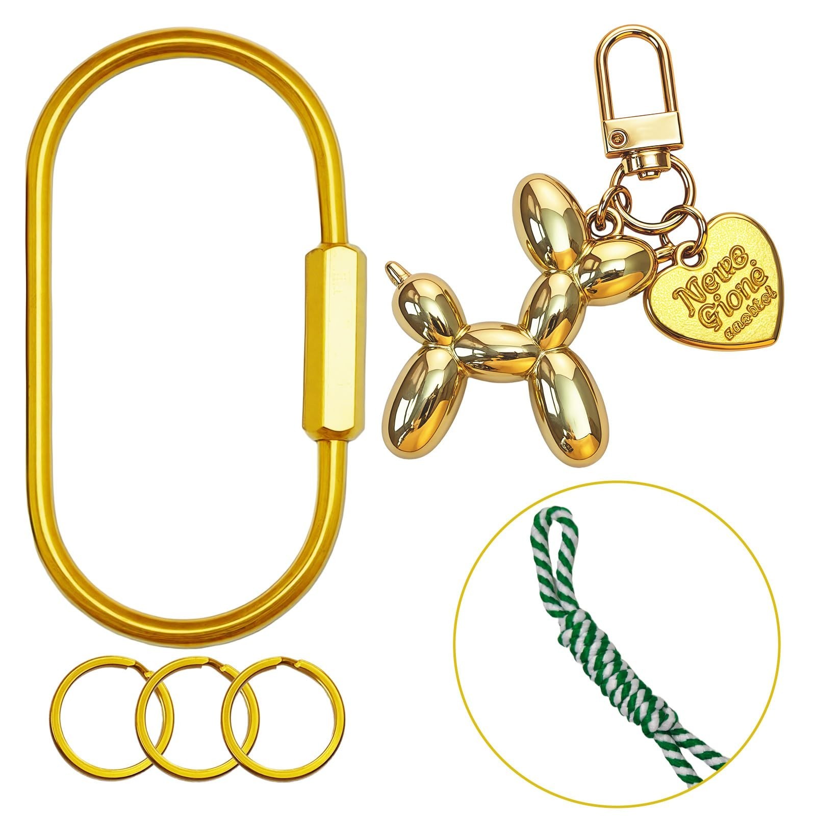 Gold Brass Key Rings, Balloon Dog Keychain for Women, Cute Key Chain, Bag Cha…