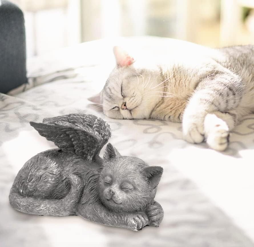 EatingBiting 4.7″ X2.5″ CAT Angel Pet Memorial Grave 12×6.0x5.5cm, Gray