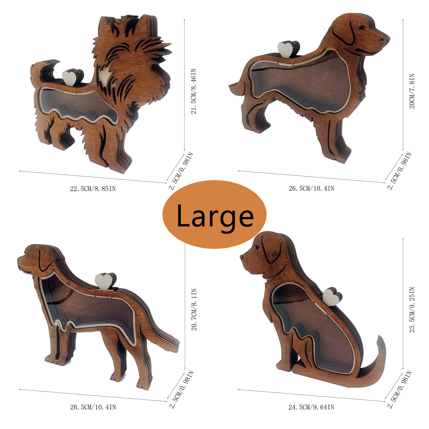 New Pet Fur Keepsake Box Personalized Wooden Dog Hair Memorial Shadow Box