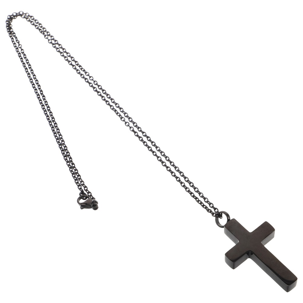 Memorial Cremation Pendant Stainless Steel Black Cross Urn Necklace For Ashes