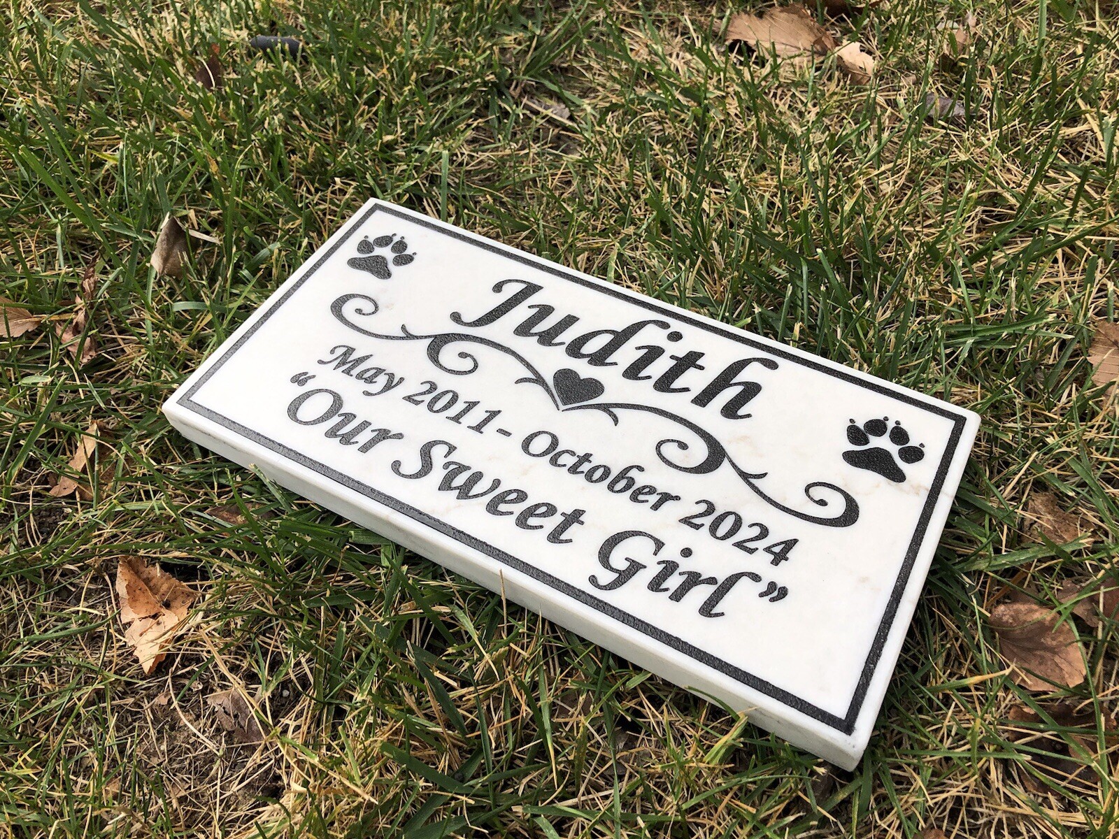 12″x 6″x 3/4″ Custom Engraved Stone Pet Memorial,Grave Marker Marble Plaque