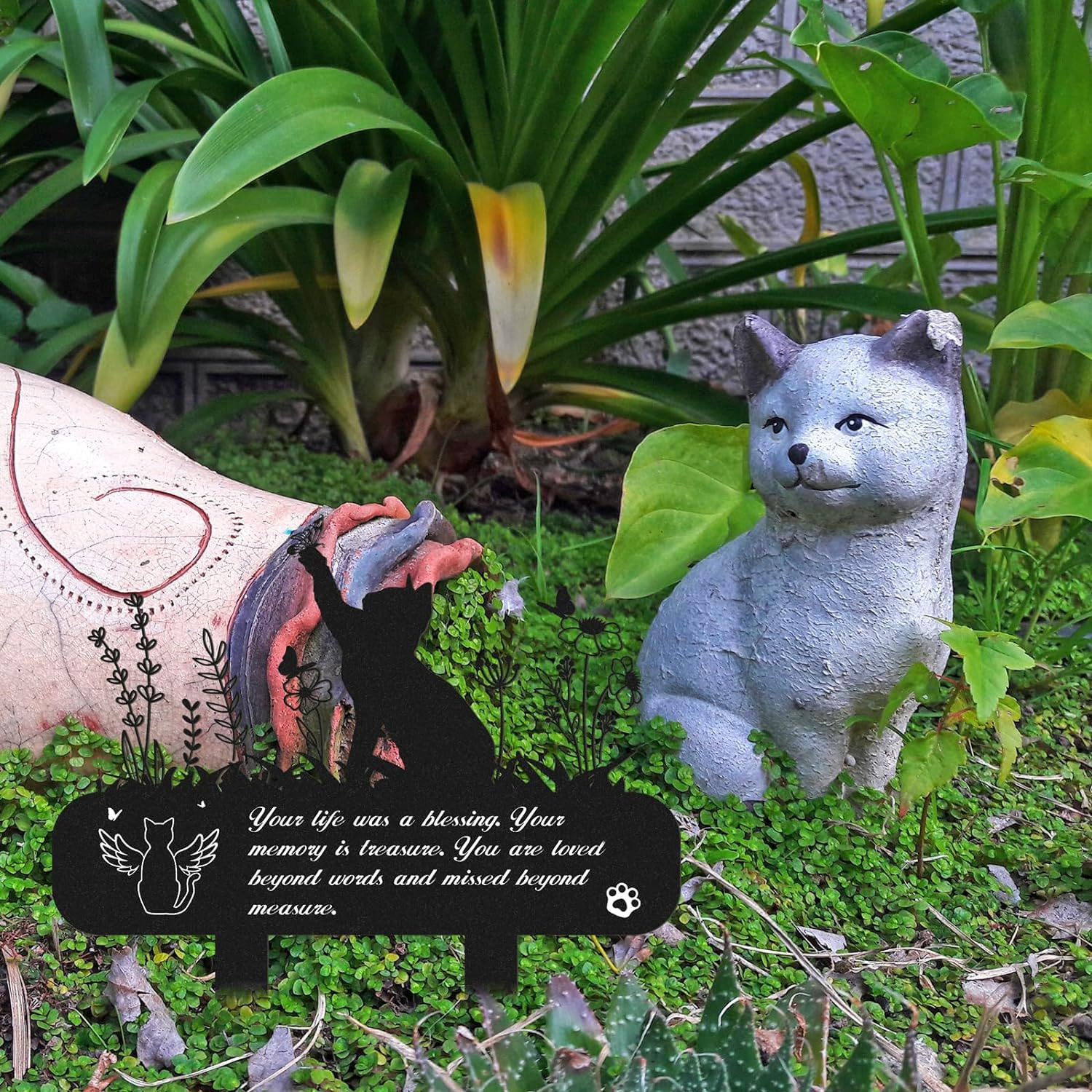 Pet Grave Markers Metal Cat Memorial Plaque🌟 Waterproof🌟🌟 Cemetery Stake