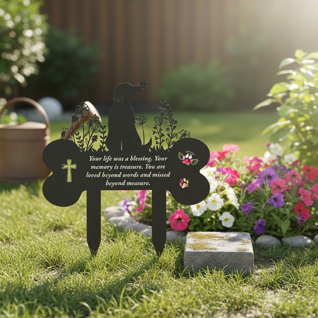 Grave Markers for Cemetery for Dog, Metal Grave Markers Yard Memorial Pet Dog