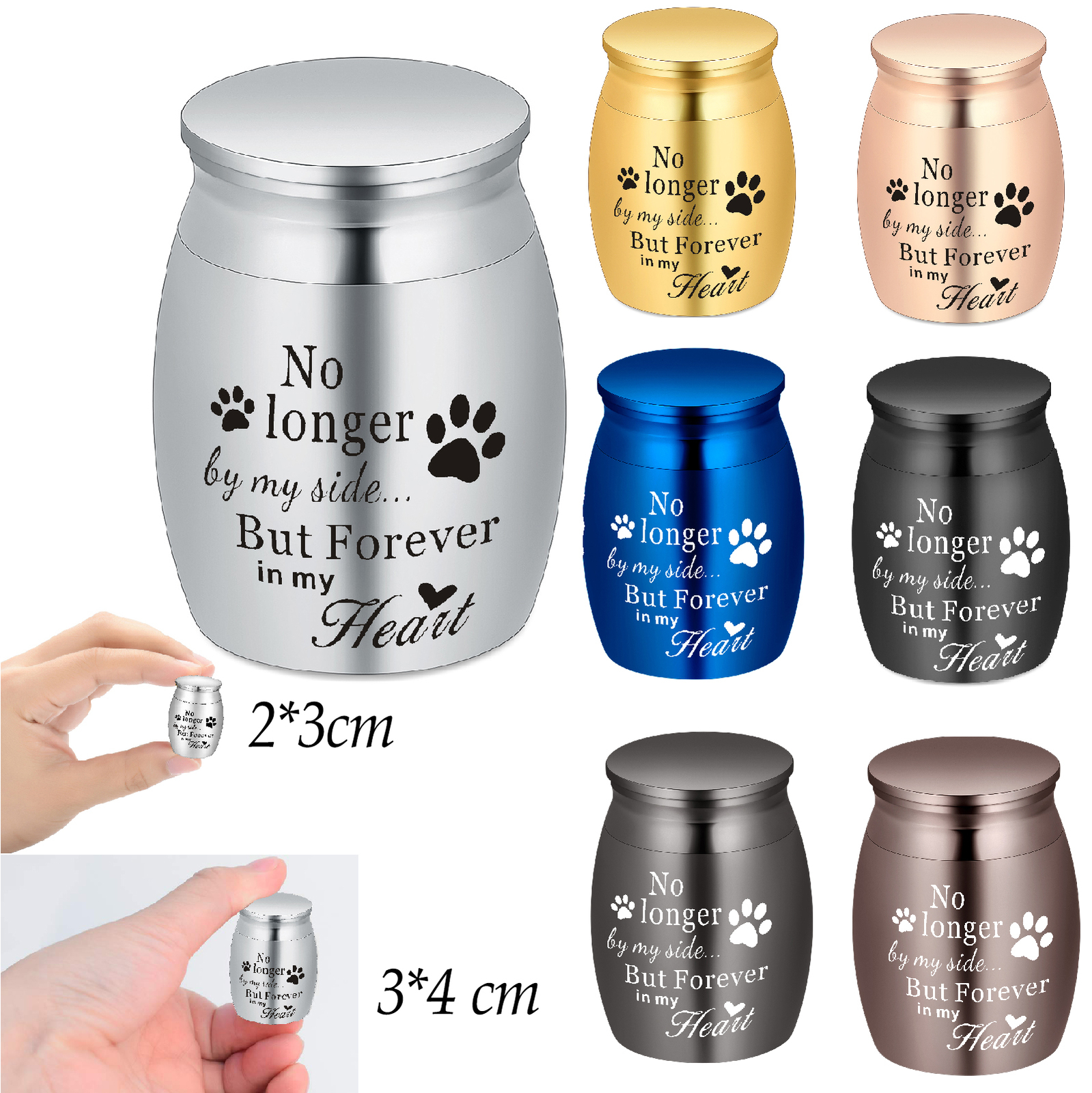 Paw Print Pet Stainless Steel Small Urn for Dog Cat Cremation Ashes Mini Urn